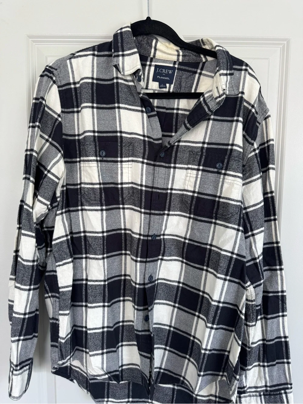 J. Crew Black and White Plaid Flannel Shirt